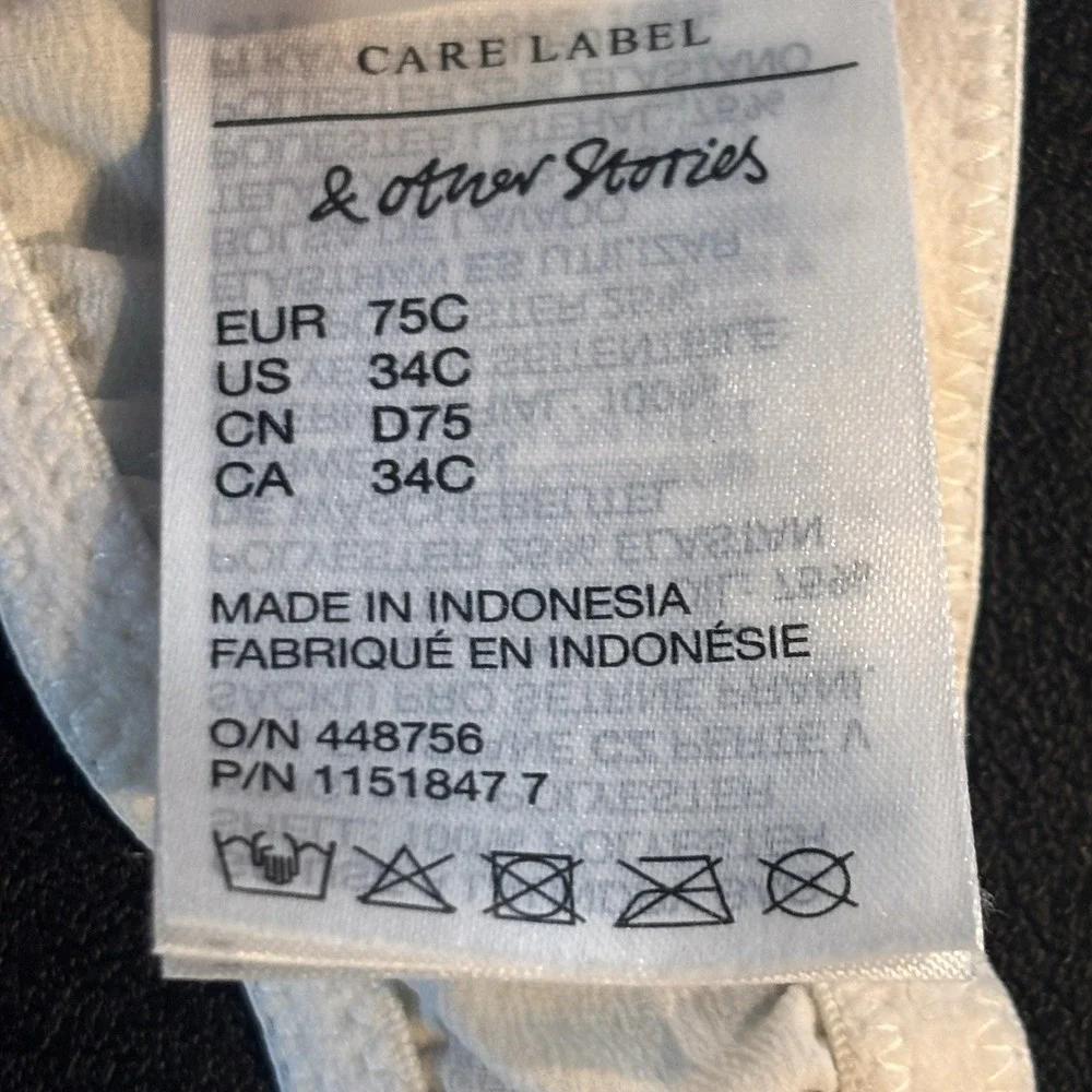 & Other Stories Women's White Lace Sheer Underwire Brakette Size 34 C Sexy EUC
